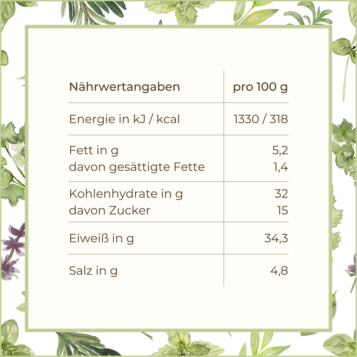 Gerstengrassaftpulver Superfood Nährwertangabe | Naturstoff