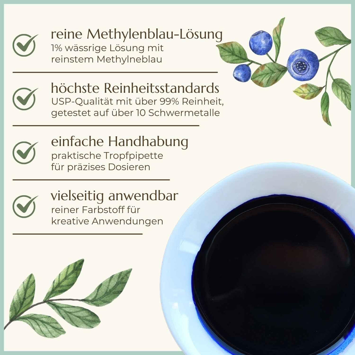 Premiumqualität Methylenblau USP-Qualität Naturstoff